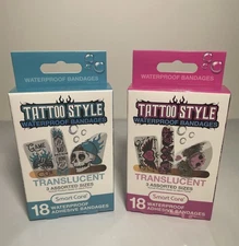 Smart Care Tattoo Style Waterproof Bandages Lot Of 2 New 36 Total
