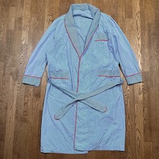 Turnbull and Asser Blue White Red Striped Cotton Robe Mens One Size