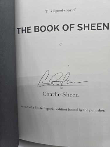 Charlie Sheen The Book Of Sheen: A Memoir - Signed/Autographed- First Edition - Picture 8 of 9