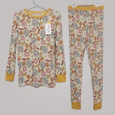 Little One Shop Bamboo Blend Pajama Set Kids Size 6-7 Yellow Breakfast Morning