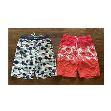 Cat Jack Boys Swim Trunks/Shorts Lot of 2 L 12/14 Palm Tree Leaf Print Mesh
