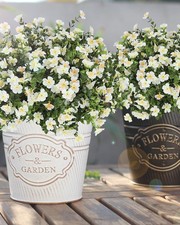 Artificial Flowers for Outdoors, 12 Bundles Fake White Flowers for Outdoor Pl...