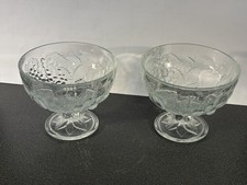 Vintage Pasabahce Iceville Clear Glass Dessert Ice Cream Bowls Set Of 2