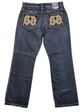 Express Blake Loose Boot Men’s 33x31 Dark Wash Jeans Heavy Stitching