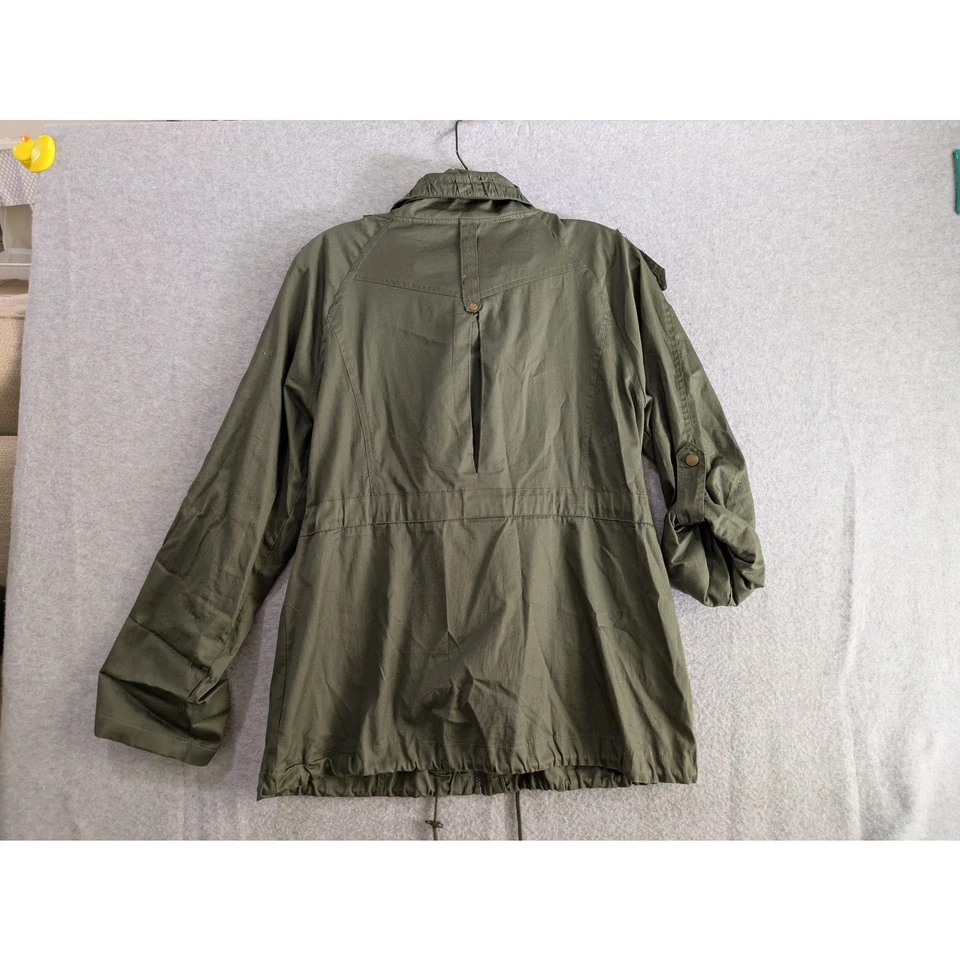 Chaqueta utilitaria militar Last Kiss para mujer S lengüeta enrollable cremallera completa cuello verde vintage Foto 2 de 4