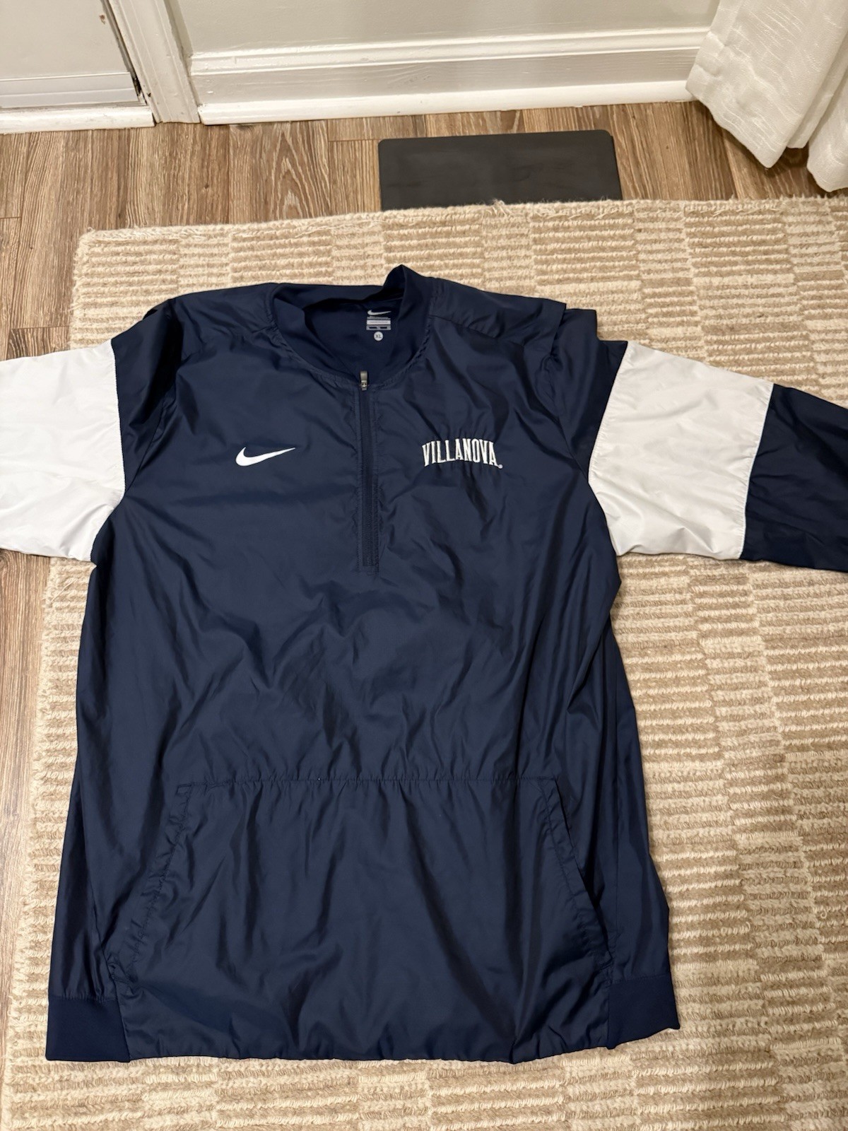 SACAI X NIKE Nike Villanova Wildcats XL Color Block Quarter Zip Pullover Giacca Navy Bianco