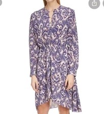 Isabel Marant Etoile Silk Dress Multicolor Size 40 Long Sleeve Yandra Ikat