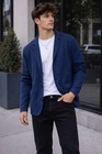 Brooks Brothers Schalkragen Strickjacke Herren Heavy Ribbed Pub Pullover Blau XXL