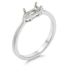 5x3mm Emerald Cut Semi Mount Ring 925 Sterling Silver Side Stone Women Ring