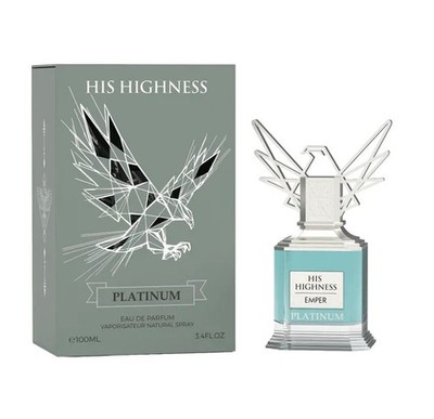 Emper His Highness Platinum Eau De Parfum 3.4 oz Spray For Men | Woody Fragrance