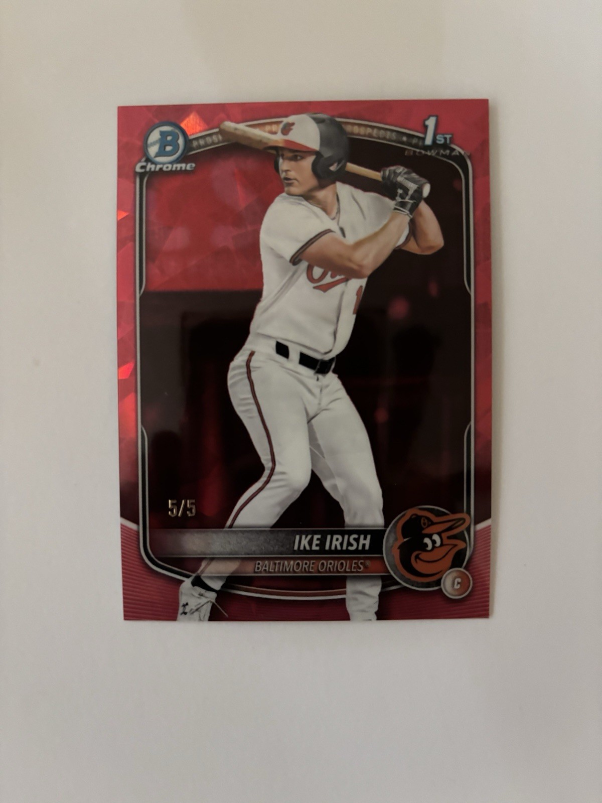 2025 Bowman Chrome Draft Ike Irish 1st Red Sapphire /5 #BDC-16 Baltimore Orioles