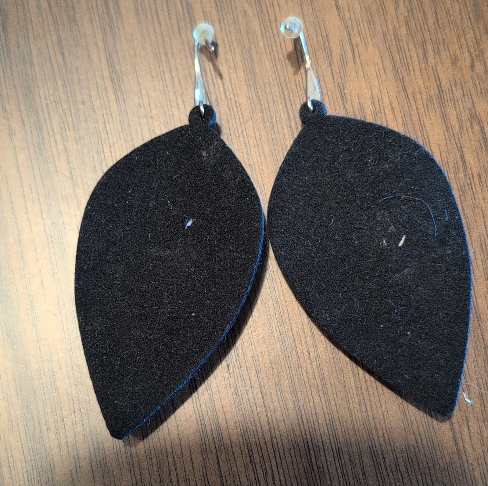 Handcrafted Leaf-Shaped Dangle Earrings Blue Whit… - image 4