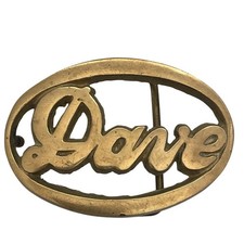"Dave" Belt Buckle Oval Personalized Name Vintage Solid Brass Made in USA 1970s