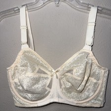 Vintage 34D Bali Bra Ivory 2620 Sno-Flake Sheer Lace Unlined