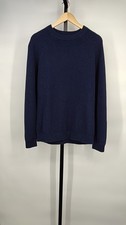 Quince Men 100 Organic Cotton Ribbed Crewneck Sweater Navy Sleeved Top L