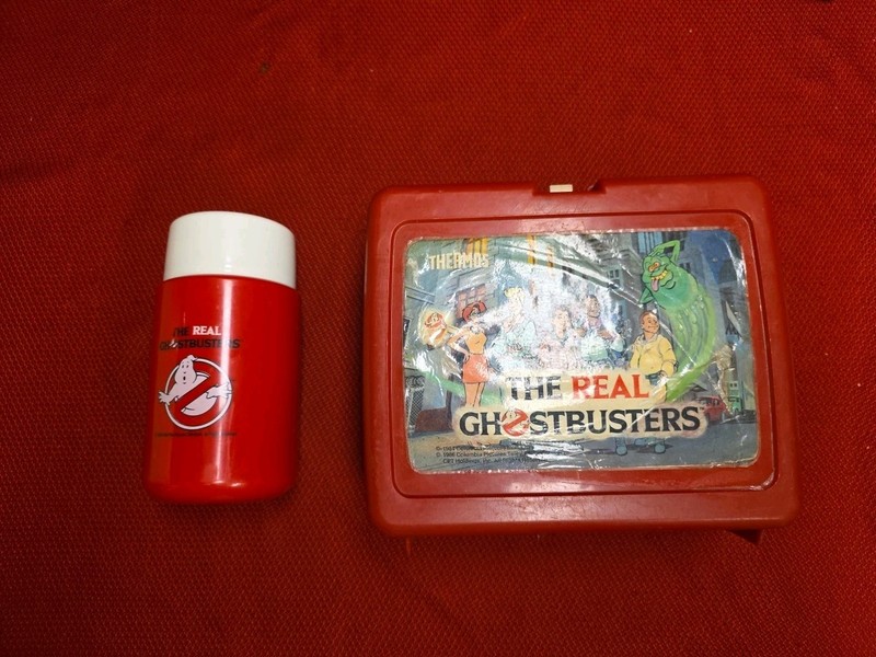 Vintage 1986 Plastic Red The Real Ghostbusters Lunch Box With Thermos