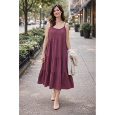 Vintage SZ LG Babydoll Soft Girl Cottagecore Romantic Minimalist Midi Dress