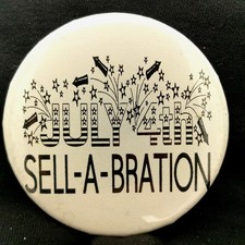Button Pin White Black Patriotic July 4th Sell-a-Bration Holiday Souvenir