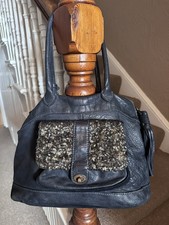 Borsa a mano Caterina Lucchi in pelle italiana grigio scuro e paillettes