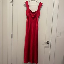 Princess Polly Red Satin Maxi Dress Square Neck Formal Gown US 4 NWT
