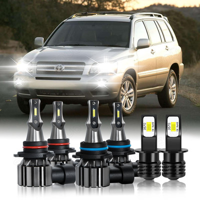 For Toyota Highlander 2001-2003 Sport Utility 4-Door LED Headlight + Fog Bulbs