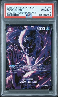 2025 ONE PIECE OP12 JP ゾロ十郎 カード 2025 ONE PIECE OP12-LEGACY OF THE MASTER #004 ZORO-JUUROU PSA 10