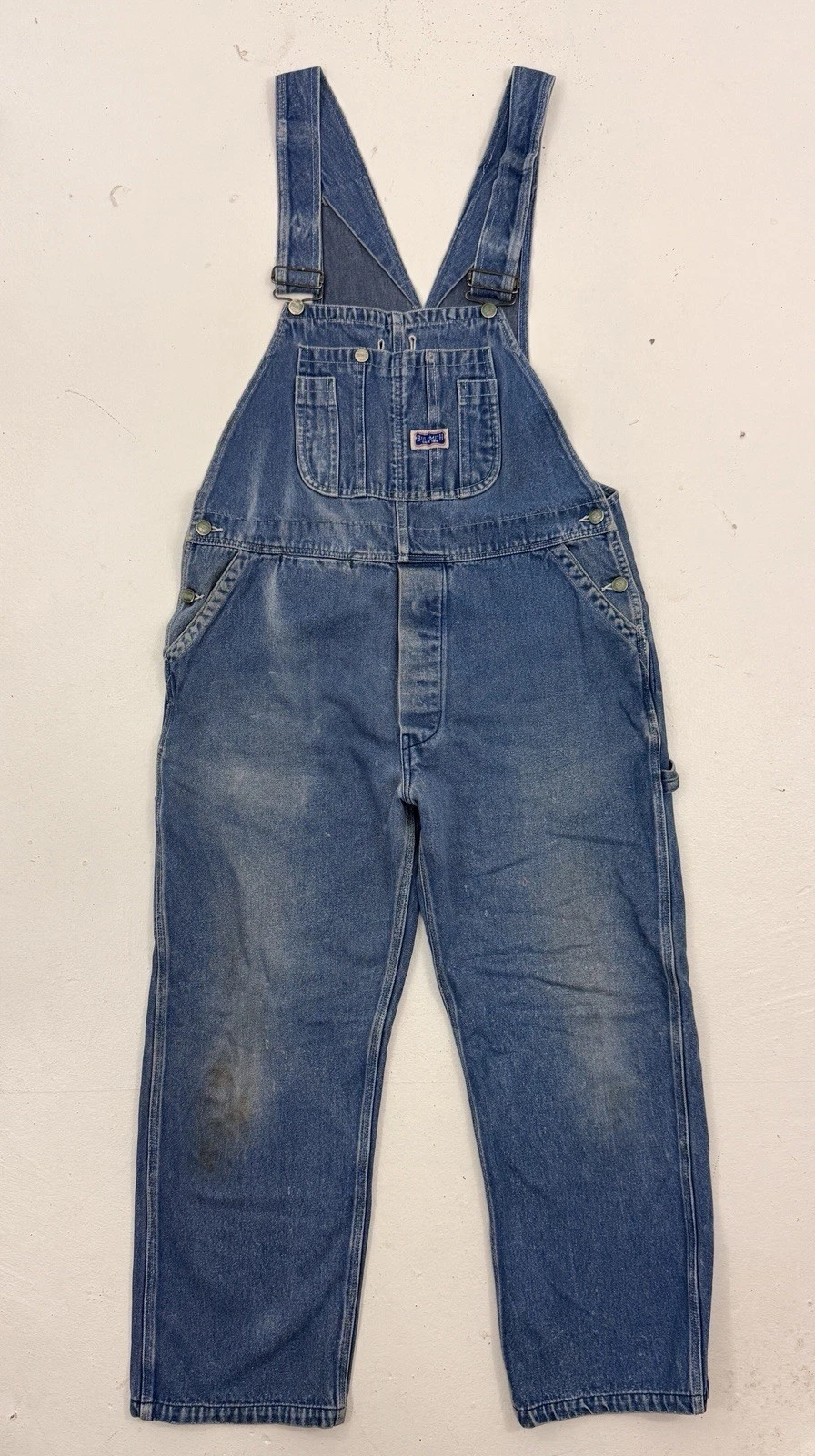 Vintage Big Smith Blue Denim Overalls 36x27 Faded Distressed Made in Russia Farm