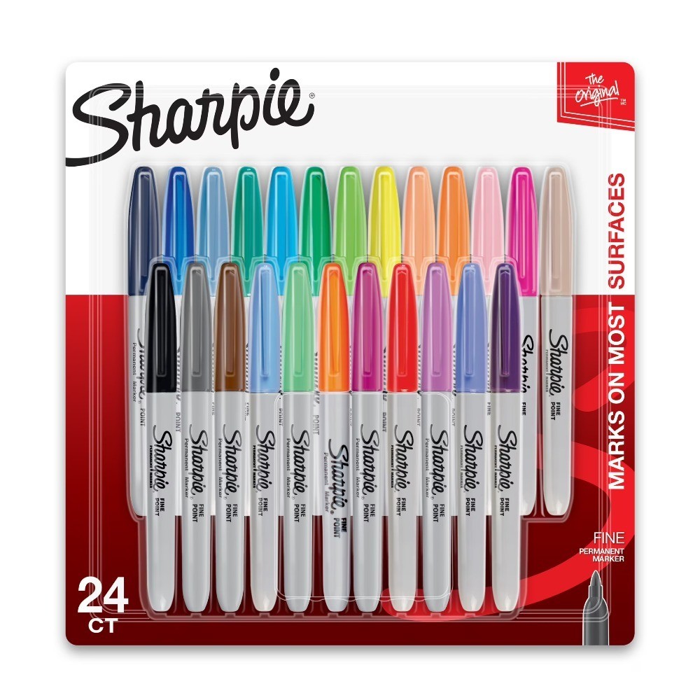 Permanent Markers Fine Point 80s Retro Glam Color Set of 24 Vibrant Ink Pens