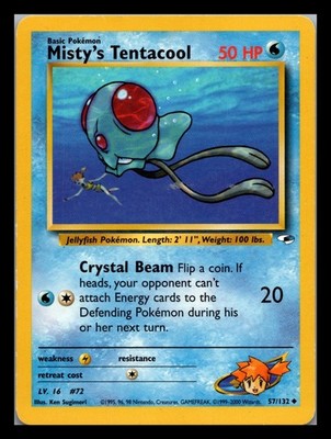 Misty's Tentacool 57/132 Uncommon Gym Heroes Pokemon Unlimited Near Mint