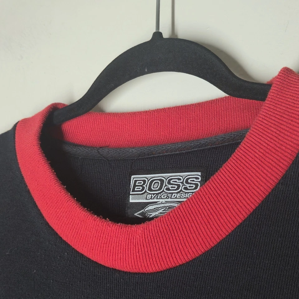 Sudadera Vintage Años 90 BOSS By IG Diseño XXL Poli Algodón Deletrear Suelta Hip Hop Foto 3 de 4