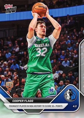 Cooper Flagg Youngest 50+ Points - 2025-26 NBA Topps NOW - Card