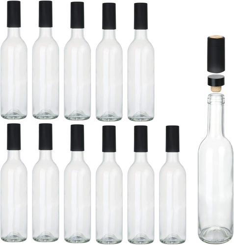 12 Oz Glass Bottles with Cork Lids,Home Brewing Juicing Bottles with Caps Shrink - Picture 9 of 12