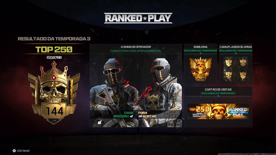 WARZONE ACCOUNT GUARANTEED IN THE TOP 250 RANKED SEASOM 3 + 70K COD