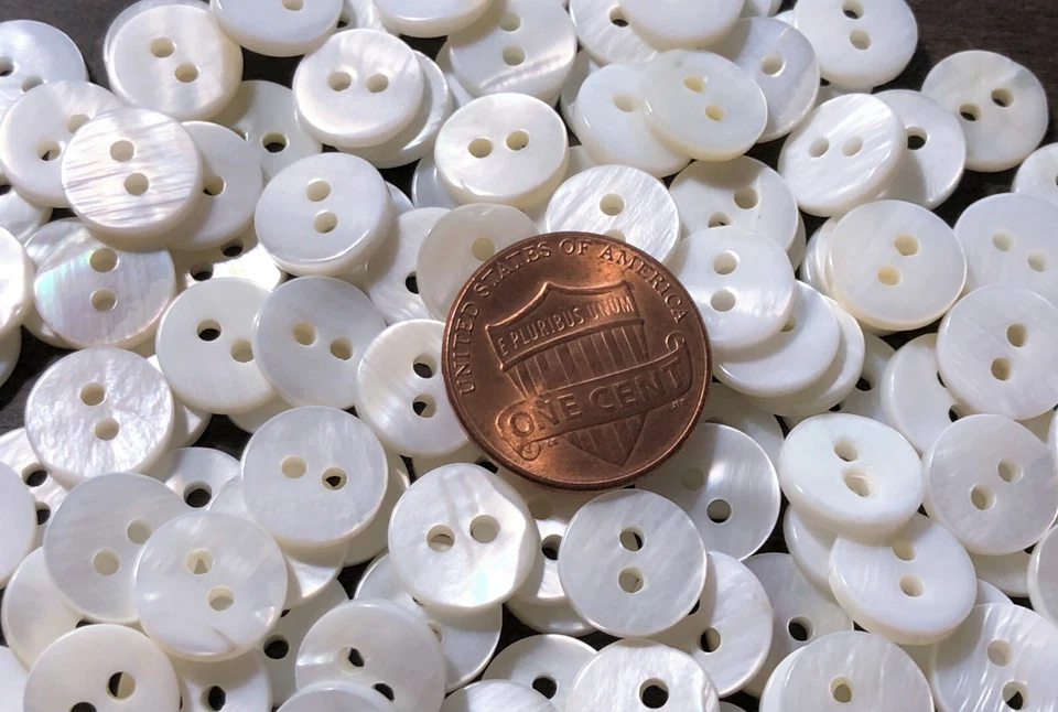 8 PCS ONLY Small Tiny Creamy White Mother of Pearl MOP Buttons 3/8" 10mm 11340 - Image 2 of 3