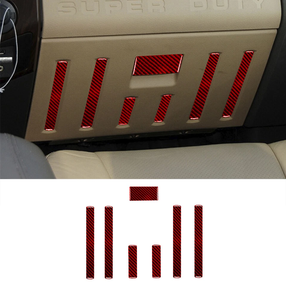 Red Carbon Fiber Interior Full Set Cover Trim For Ford F-250/350/450/550/650/750 Foto 3 de 4