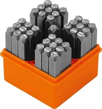 Juego de 37 sellos de números y letras de 6 mm (A-Z y 0-9 + estrellas). Ideal pa