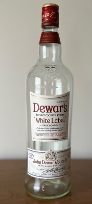 Dewar's Blended Scotch Whisky White Label Empty Bottle 1 Liter/Excellent Condtn