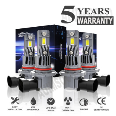 For GMC K3500 Sierra Cab Pickup 1990-2000 LED Headlight High Low Bulbs Kit Combo
