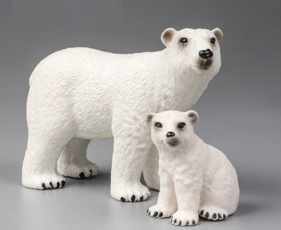 Polar Bear with Baby Animal Toy PVC Action Figure Doll Kids Toys Party Gifts