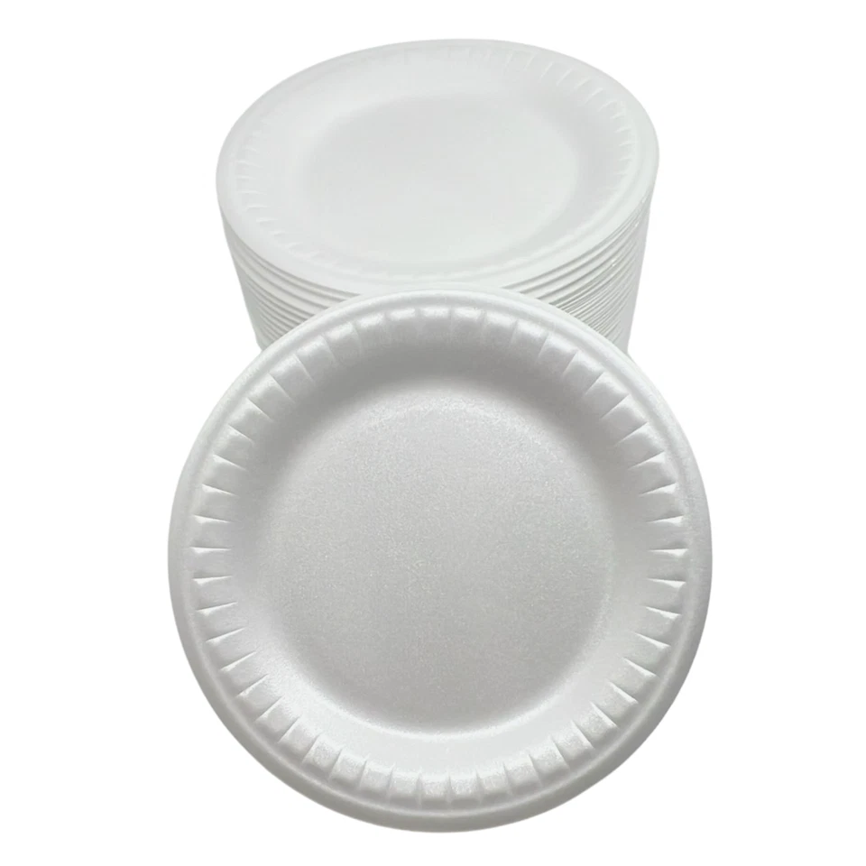 Placas de espuma resistentes blancas Readi desechables, microondas, ligeras de 8 7/8" Foto 2 de 4