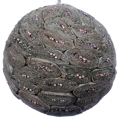 Leaf Twig Mosaic Decorative Ball Ornament Natural Green Christmas Tree 577a