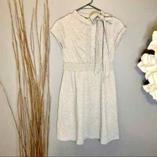 H&M Gray Sweatshirt Dress with Neck Bow Size 4