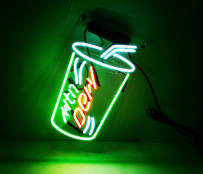 14'' MTN DEW Tasse Neon Sign Light Beer Bar Lamp Glass Wall Decor Display Roon