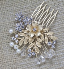 Gold tone hair comb bridal wedding rhinestone hair accessories ha0508416