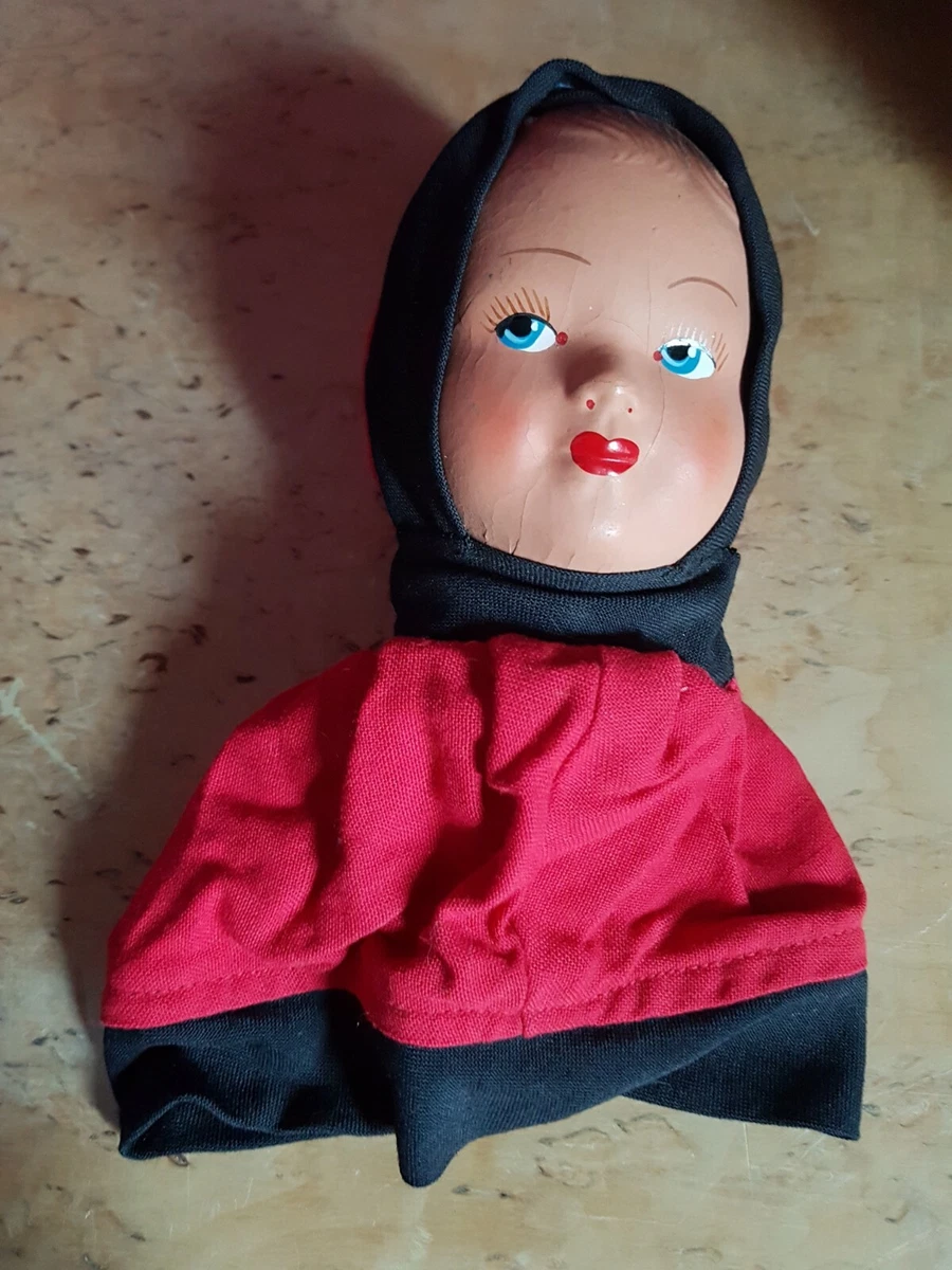 Lot De 3 Marionnettes Anciennes – Têtes En Bois Sculpté Et Peint