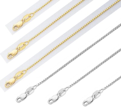 Garantiert 10K oder 14K Gold Box Kette Halskette zwei Größen - alle Längen