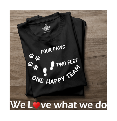 Shoebob Four Paws Two Feet One Happy Team T-shirt Dog Lovers top Dog Walkers tee - Picture 7 of 17