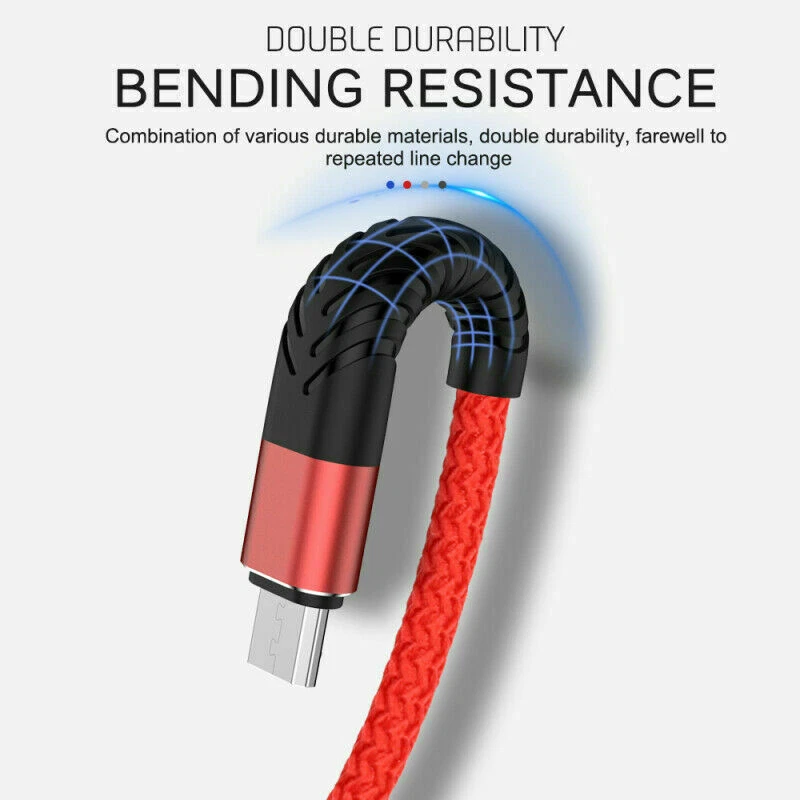 Micro USB Cable Charger Data Sync Braided For Samsung Android HTC LG 3/6/10 - Image 3 of 4