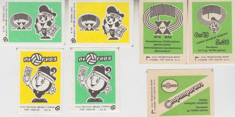 Sportloto & Sportprognoz Russian Lottery & Bookmaking. Спортлото Labels