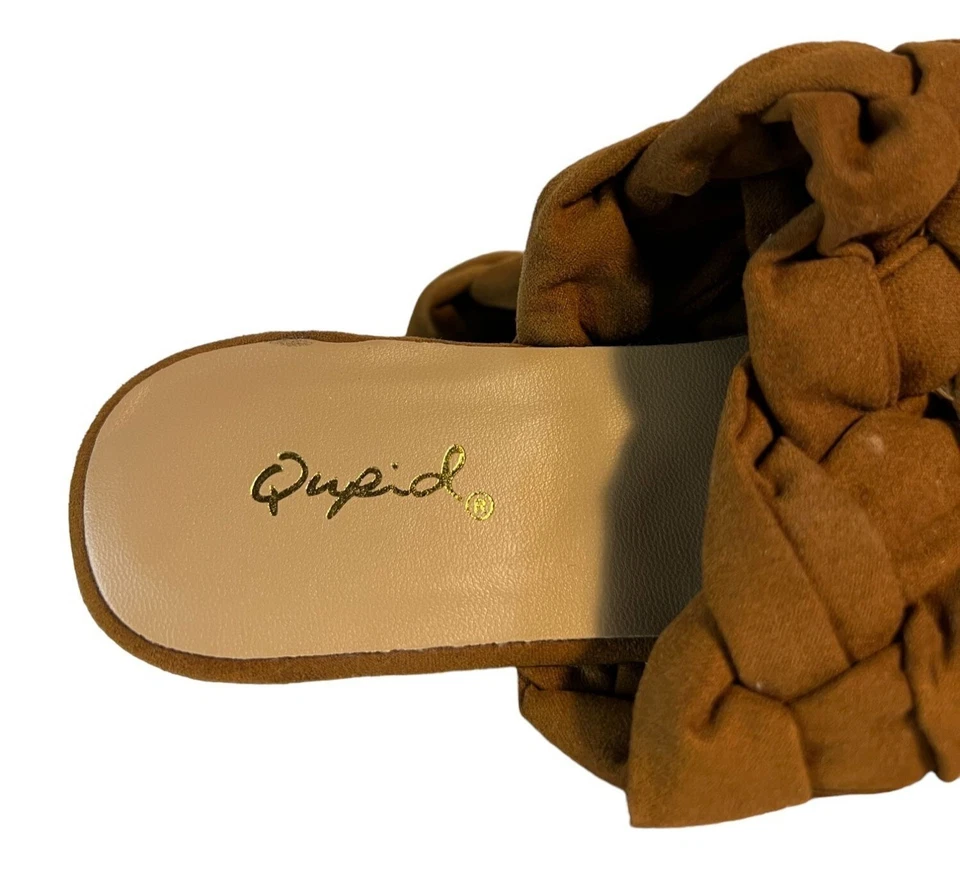 Mules sin cordones trenzados de gamuza marrón punta talla 7 de Qupid Foto 3 de 4